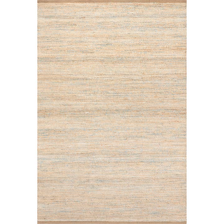 Blue Home Conservatory Mixed Stripe Handwoven Jute Area Rug for wholesale on Faire
