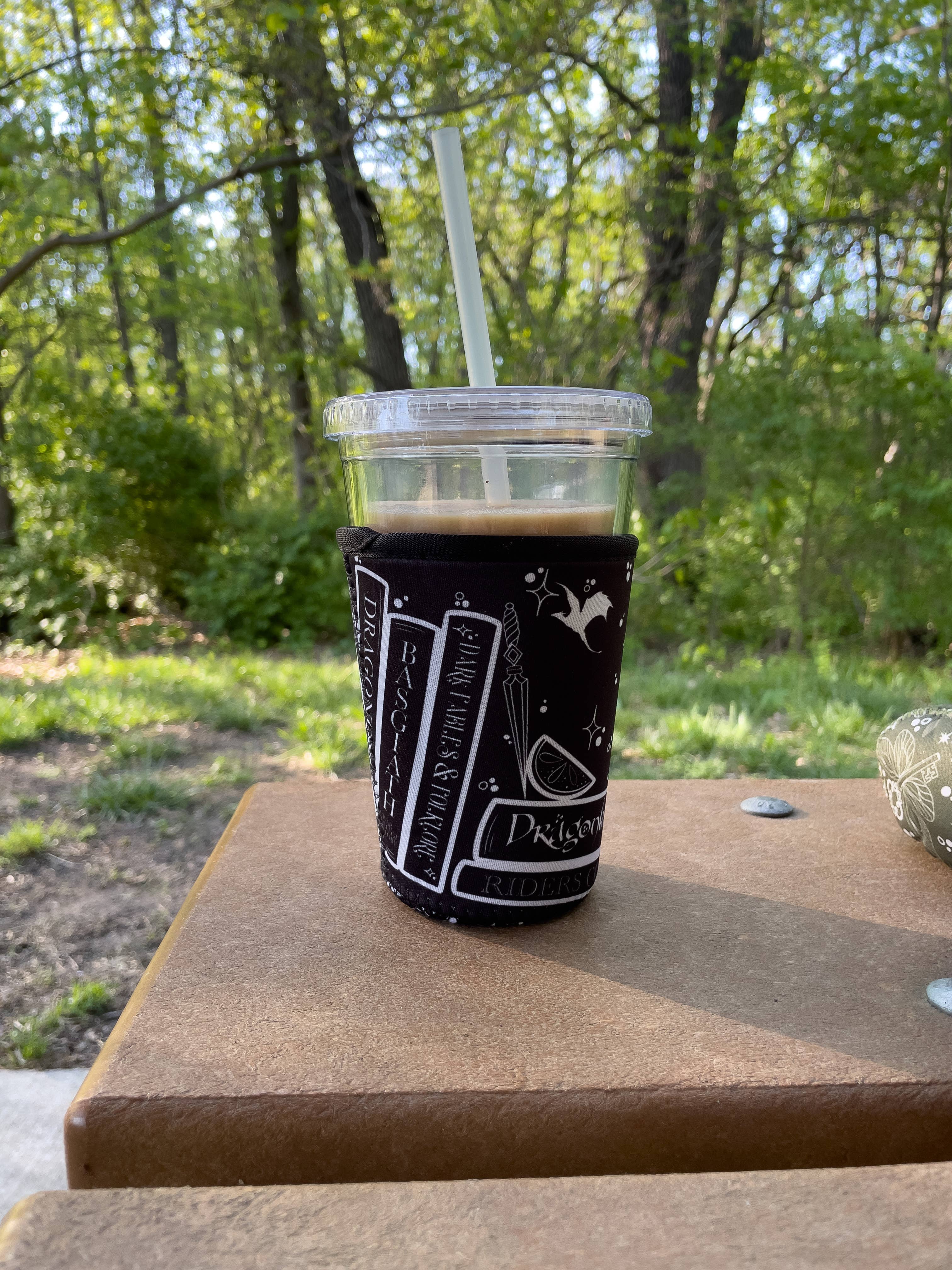 Meaggie Moos - Wholesale Drink Huggers & Koozies - 16oz Drink Sleeve | Fourth Wing Violet's Bookshelf2