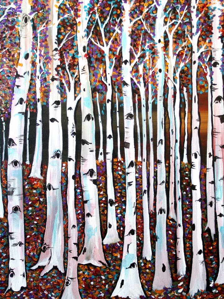 FORÊT DE BOULEAUX EN COULEURS pour la vente par Sevigny Studio