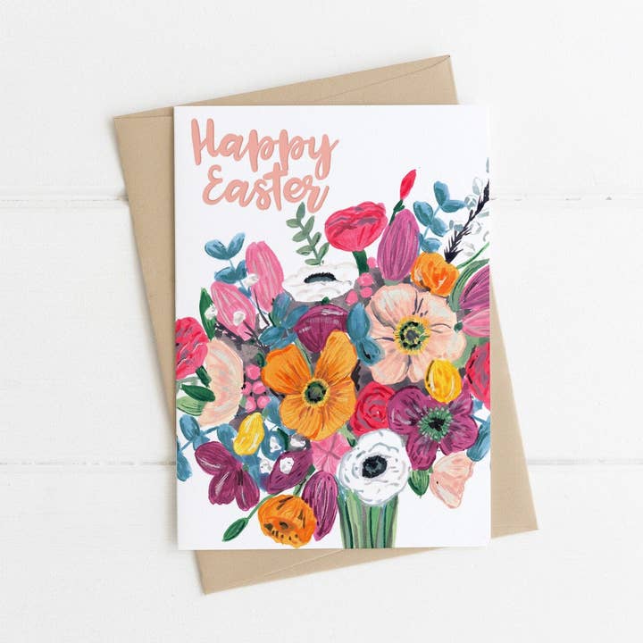 Happy Easter |Greetings | A6 Card | Floral Easter Card for wholesale by Watts Illustration