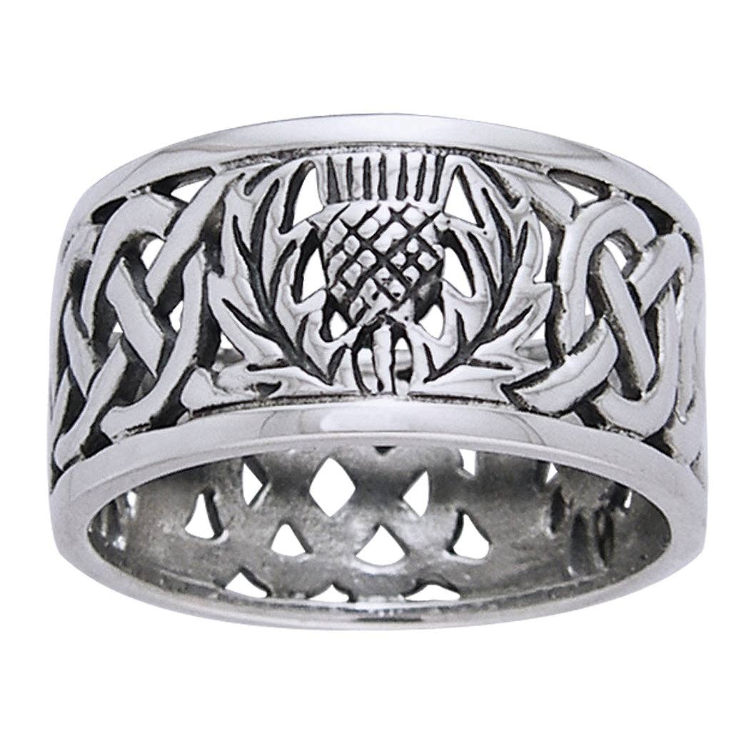 Silver Insanity – Großhandel Ehering/Ring – Hochzeitsring aus Sterlingsilber mit schottischem Distel-Celtic-Knoten, 11 mm breit1