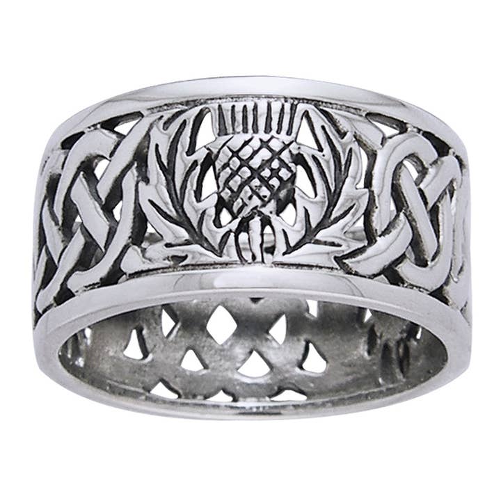 Silver Insanity – Großhandel Ehering/Ring – Hochzeitsring aus Sterlingsilber mit schottischem Distel-Celtic-Knoten, 11 mm breit1