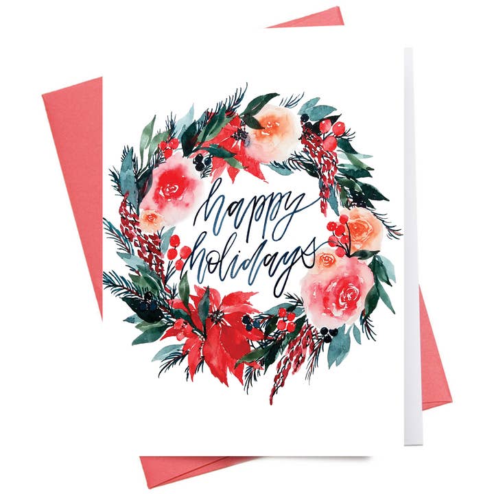 Happy Holidays Corona | Tarjeta de felicitación de Navidad para venta al por mayor de Inkwell Cards