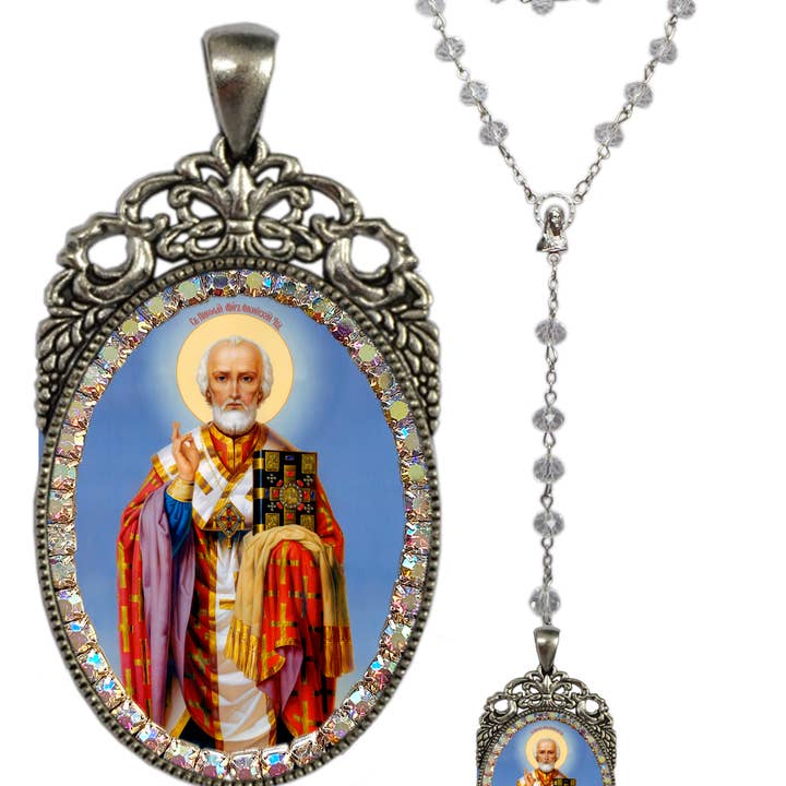 MariaSantissimaShop – Engroshandel Bedehalskæde – Rosenkrans med Sankt Nicholas5