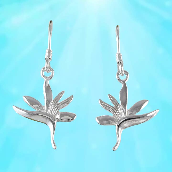 Paradise Treasures Jewelry - Wholesale Dangle Earrings - Hawaiian Bird of Paradise Earrings, Sterling Silver Bird of Paradise Dangle Earrings, Christmas Anniversary Birthday Mom Gift1