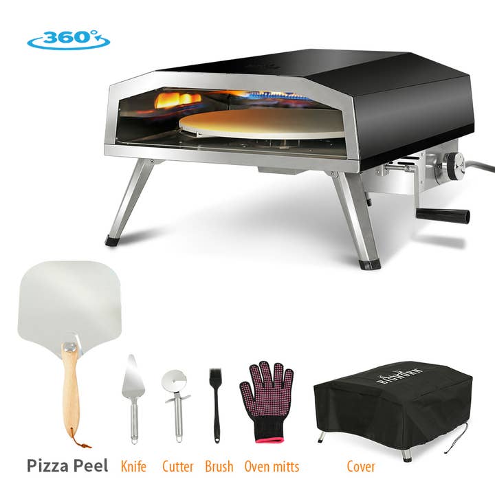 SHINERICH - Wholesale Outdoor Grill Tools - 16'' Gas Pizza Oven Black