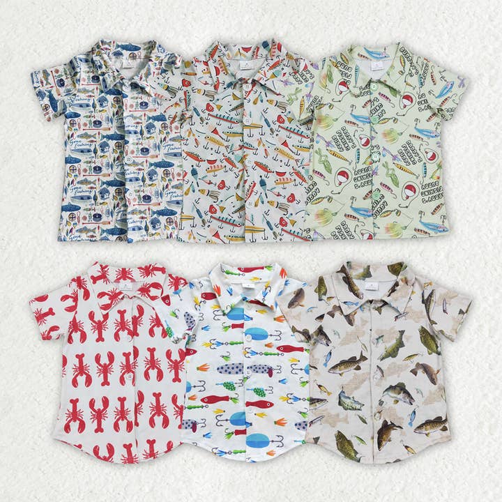 Chemises à boutons pour bébés garçons Frères Pêche Chasse pour la vente par Aier Wholesale