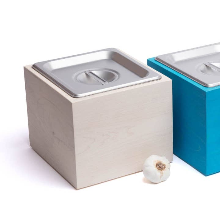 Alabama Sawyer - Wholesale Kitchen Storage/Organizer - Countertop Compost Bin - Noaway© in Magnolia Wood and Stainless Steel11