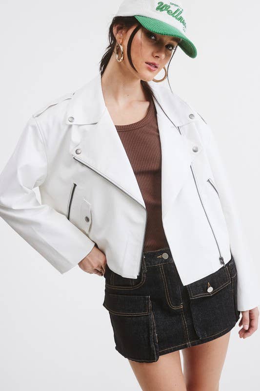 Mimosa - Wholesale Leather Jacket - Women's - Faux Soft Leather Biker Jacket with Front Zipper5