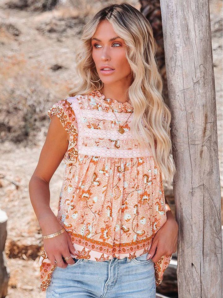 NAOMI & CO PTY LTD - Wholesale Blouse – Women’s - Everest Crochet Top - Peach1