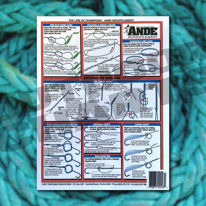 Outdoor Charts - Venta al por mayor Accesorios de deporte - Tabla de atar nudos de pescadores #1 (Pro-Fisherman)