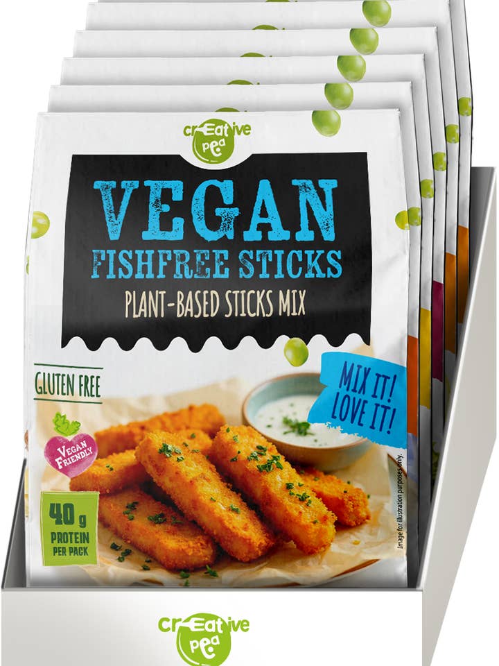 Bâtonnets de poisson Mélange de protéines de pois - 1 Présentoir - B2B pour la vente par Creative Pea