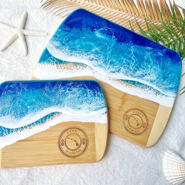 TBM Creations LLC - Wholesale Cheese Board - HAWAI'I Ocean Charcuterie board Maui made | Serving board5