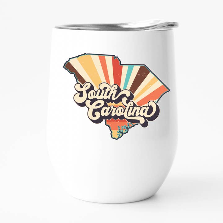 Retro South Carolina Wine Tumbler, State Pride Tumbler for wholesale by Fbombs & Booze