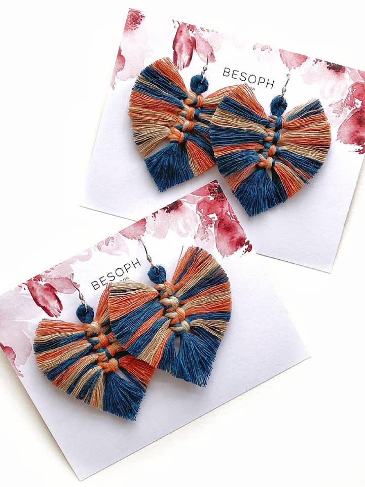 Brincos macramé - Faye por atacado de Besoph