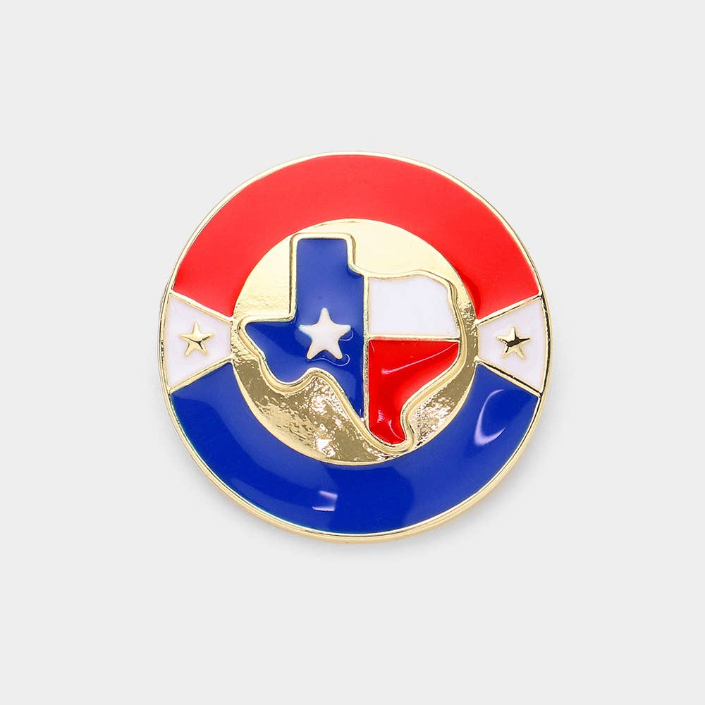 Sensibling Corp. - Wholesale Brooch - Enamel Texas Map Round Pin Brooch1