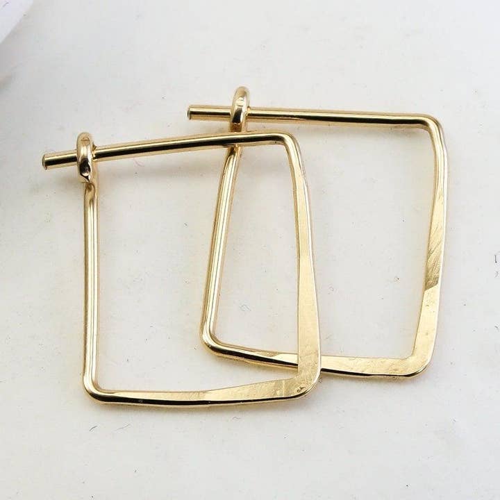 Mini Huggie Rectangular Hoops for wholesale by Lotus Stone Jewelry