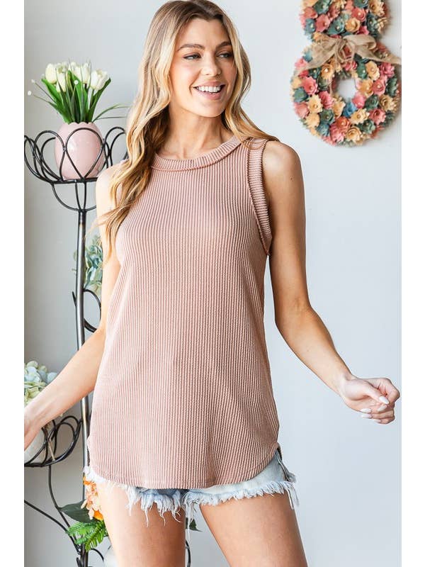 HEIMISH - Wholesale Tank Top - Women's - ET7276-11 SLEEVELESS SOLID URBAN RIBBED TOP