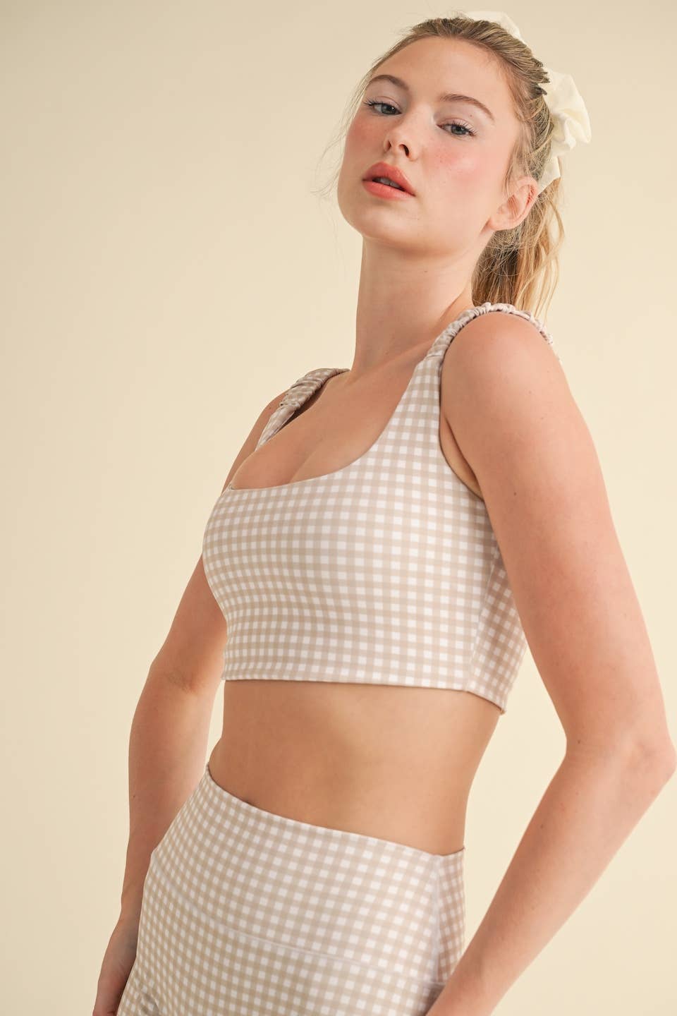 KIMBERLY C - Wholesale Sports Bra - Women's - Gingham Print Ruched Bra Top19