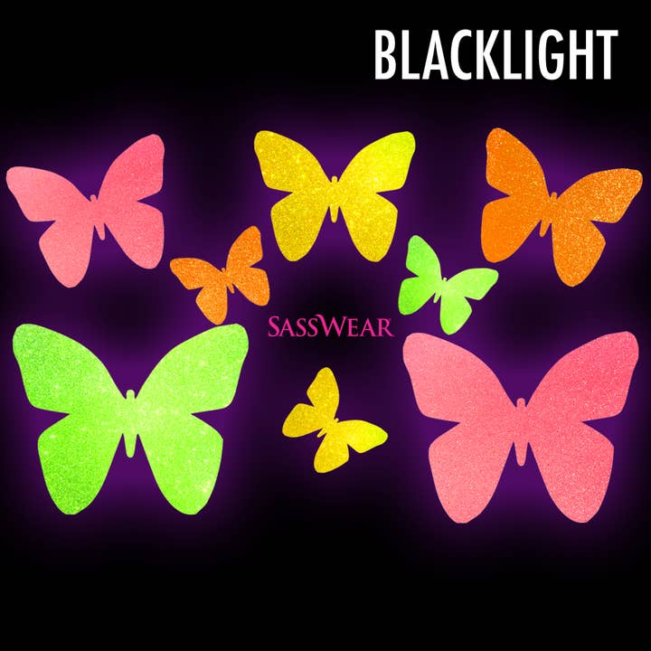 Sasswear – wholesale Tillfällig tatuering – Butterfly Neon Glow Kroppsklistermärken-Mini