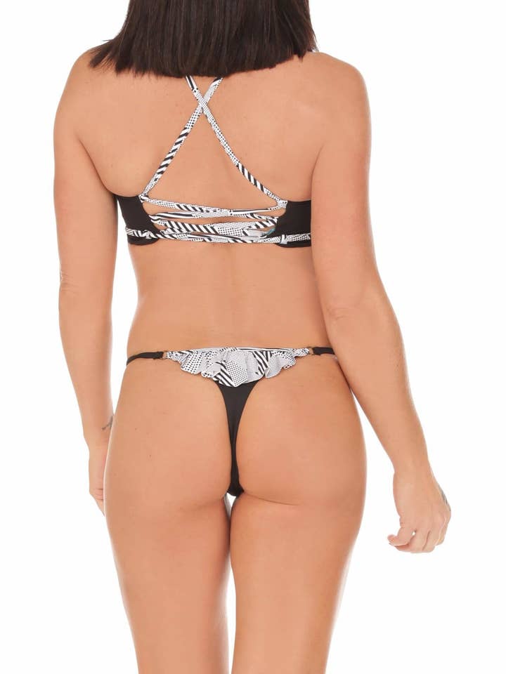 Raven Ruffles Bikini Bottom - Black for wholesale by Salty Mermaid
