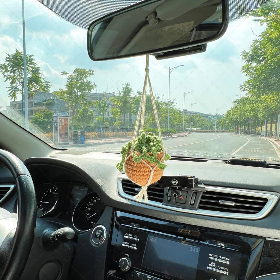 TOMOPOD LLC - Wholesale Car Decorative Charm - Women's - Crochet Car Plant Hanging Basket, Cute Car Decor for Women5