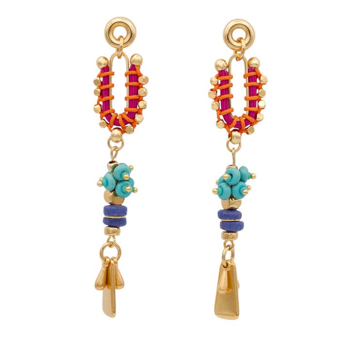 Colorful Long Lightweight Statement Earrings - MUCURA GOLD for wholesale by Araracuara