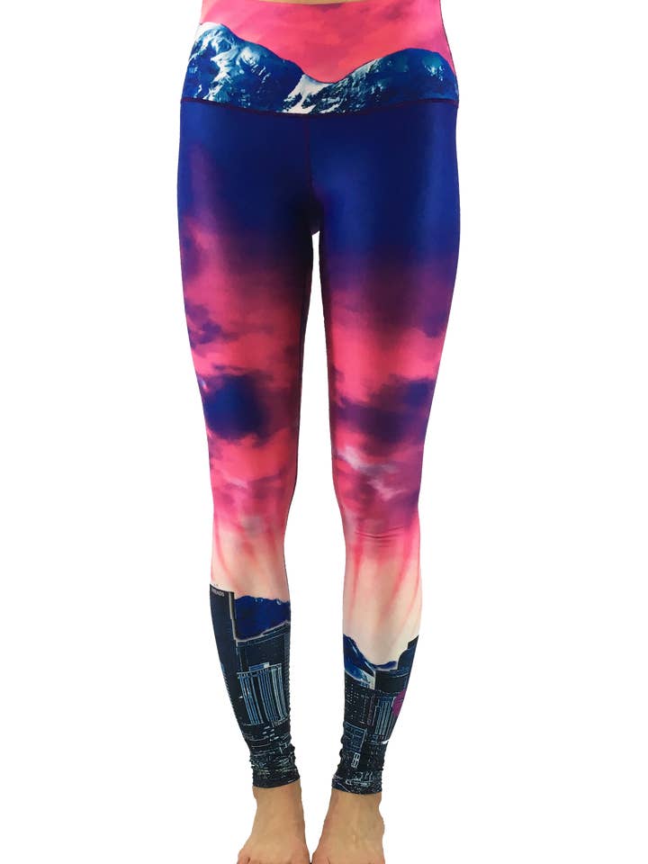 Mile Hi Sunset Yoga Pants for wholesale by Colorado Threads