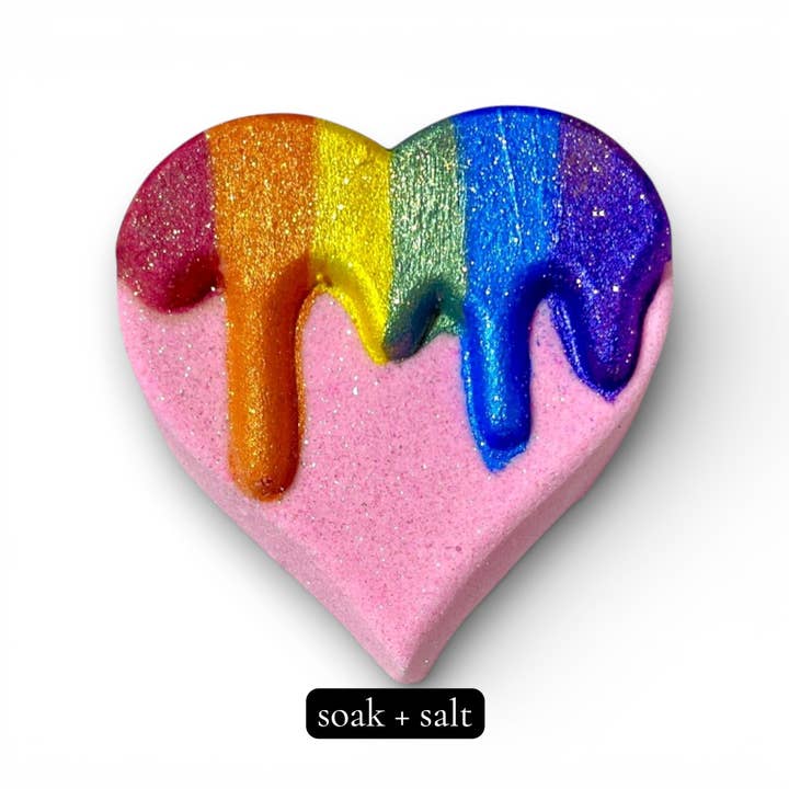 Melt My Heart| Rainbow/Valentine Bath Bomb for wholesale by Soak + Salt Co