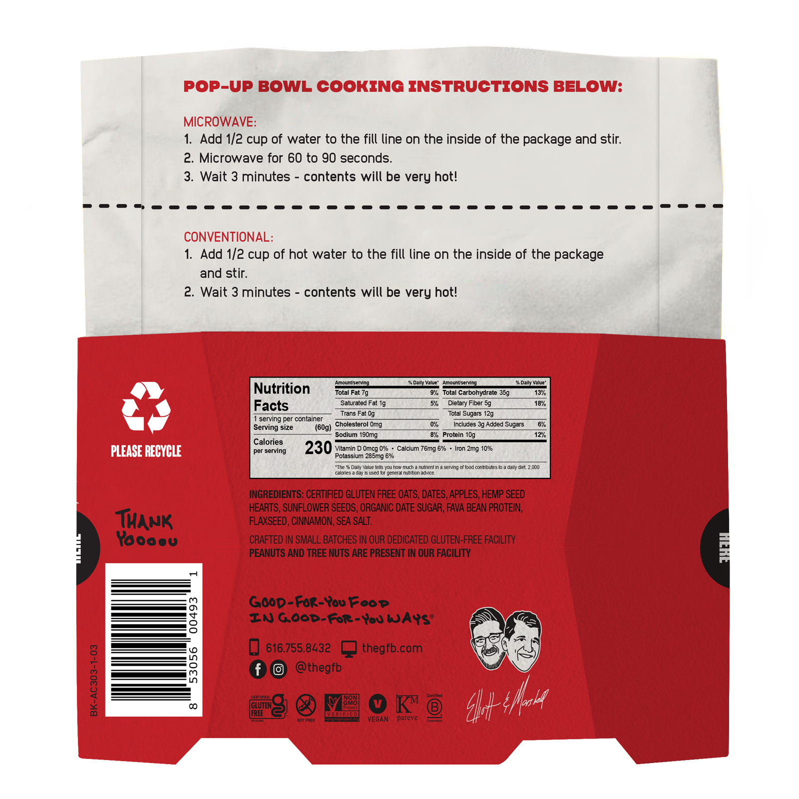 The GFB - Wholesale Oats - The GFB: Apple Cinnamon Protein Oatmeal Pop-Up Cup5