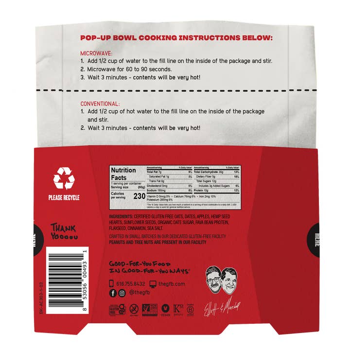 The GFB - Wholesale Oats - The GFB: Apple Cinnamon Protein Oatmeal Pop-Up Cup5