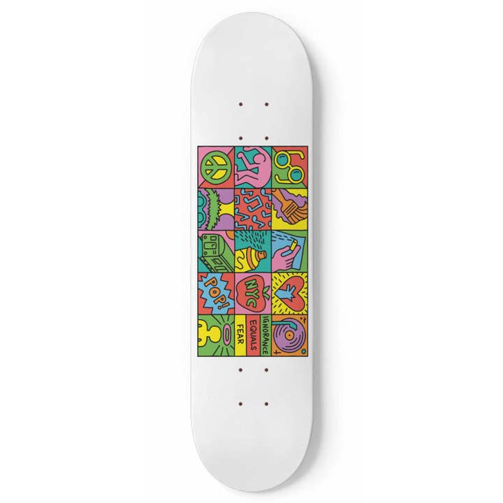 SkateboardArtsy - Wholesale Wall Accent - Keith Haring - Untitled - Ignorance Equals Fear Skateboard Art