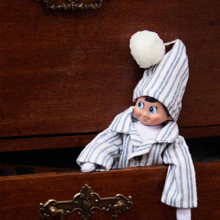 Lee Valley Ireland - Wholesale Doll clothing – Kids - Lee Valley Christmas Elf Pyjamas Set- Blue Ivory Stripe LV22