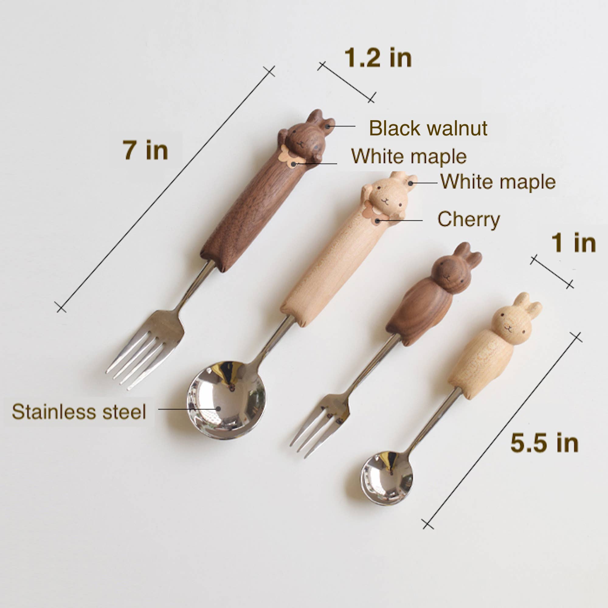 Senser Woodcraft - Wholesale Flatware Set - Hand-Carved Bunny Spoon & Fork – Adorable & Functional Gift11