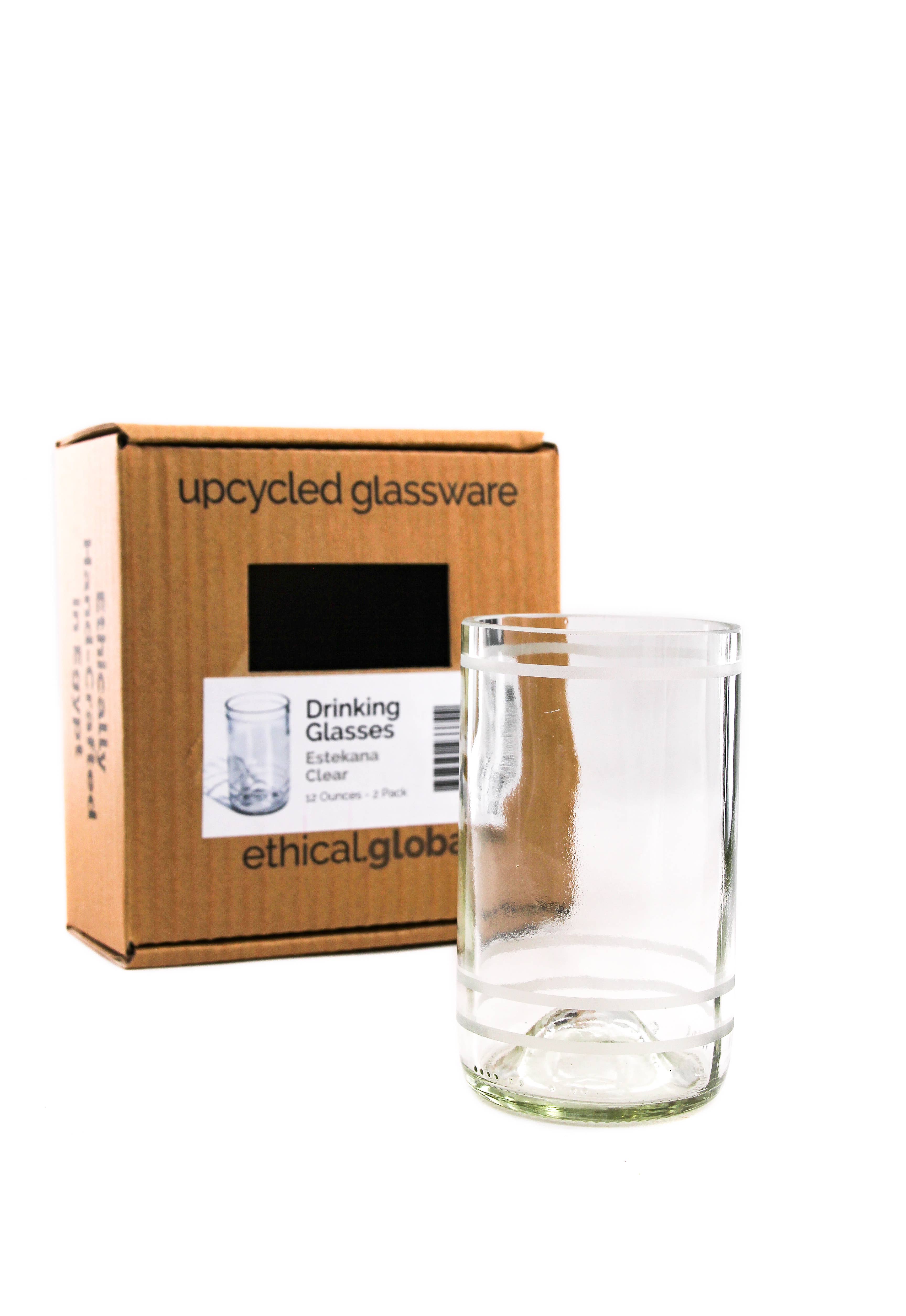 Ethical Global - Wholesale Drinking Glass/Cup - Estekana Eco Drinking Glasses Upcycled 2 Pack - 12/16 Oz.7