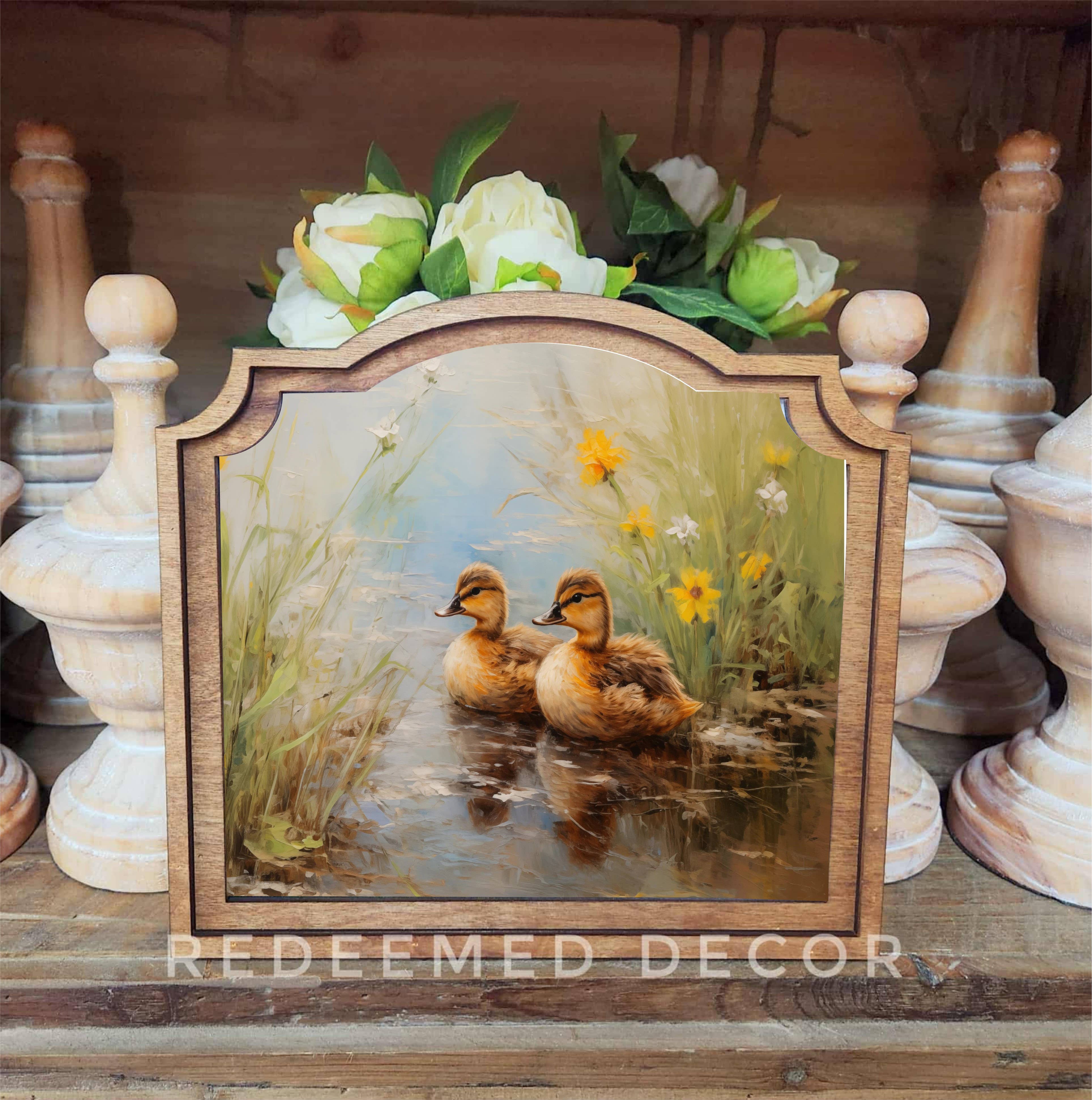 Redeemed Decor - Vente Décorations de table - Art encadré de canetons printaniers provinciaux