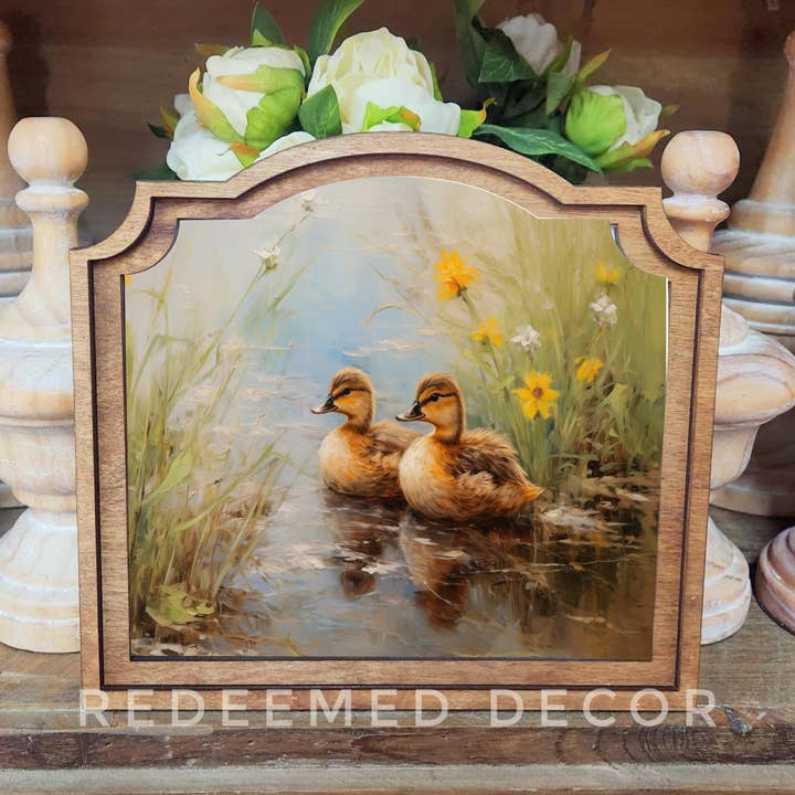 Redeemed Decor - Vente Décorations de table - Art encadré de canetons printaniers provinciaux0