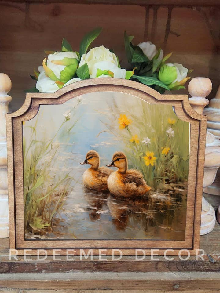 Arte enmarcado de patitos de primavera provinciales para venta al por mayor de Redeemed Decor