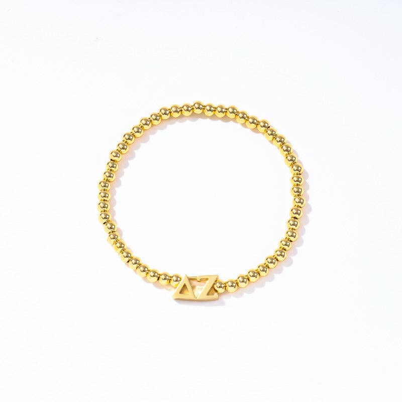 Color Shout - Wholesale Beaded Bracelet - B211 - Sorority: Gold Beaded Bracelet with Greek Letters on Stretch Cord21