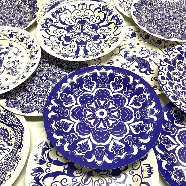 All Little Cute Things - Wholesale Disposable plate - Blue and White Assortment Chinoiserie Plates Cake Dessert3