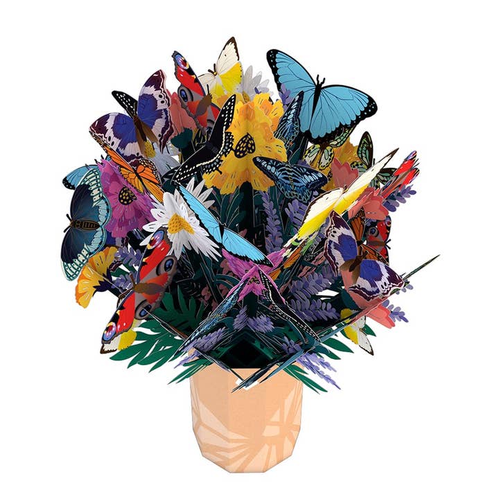 Lovepop Cards - Wholesale Everyday Greeting Card - Butterfly 12”H x 8.5”W Bouquet, Flower Vase, Pop-Up Cards