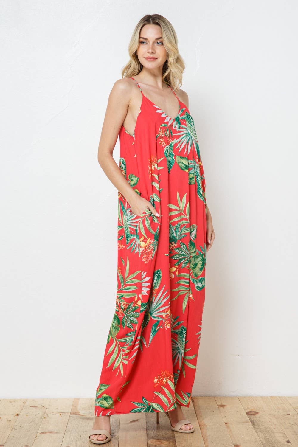 Bloidy - Vente Robe – femme - Robe Red Leaf avec bretelles et poches ajustables - A02952