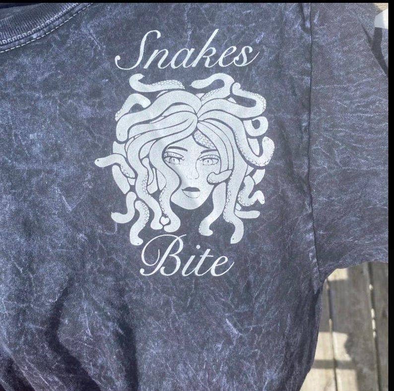 AstroManatee Shop - Wholesale Screen Printed T-Shirt - Unisex - Snakes Bite Medusa Gorgon Screen Print Unisex T-shirt5