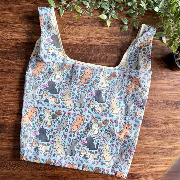 Katten & Bloemen Herbruikbare Opvouwbare Tas voor wholesale door Magic&Books