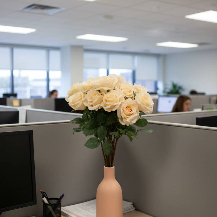 Larksilk - Wholesale Artificial Flowers - 27-Inch Real Touch Peach Rose – Lifelike 4-Inch Bloom5