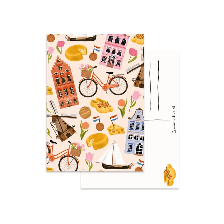 Postcard - illustration art print Holland pattern for wholesale by Muchable