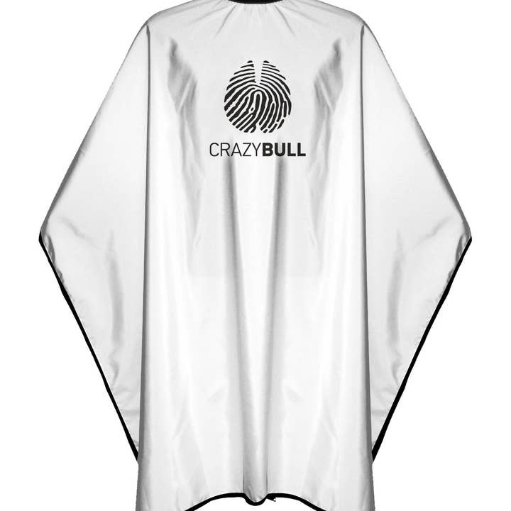 CRAZY BULL HAIR PRODUCTS - Wholesale Hair Towel/Wrap - "The Classic" Crazy Bull Cape (White) Hook Collar