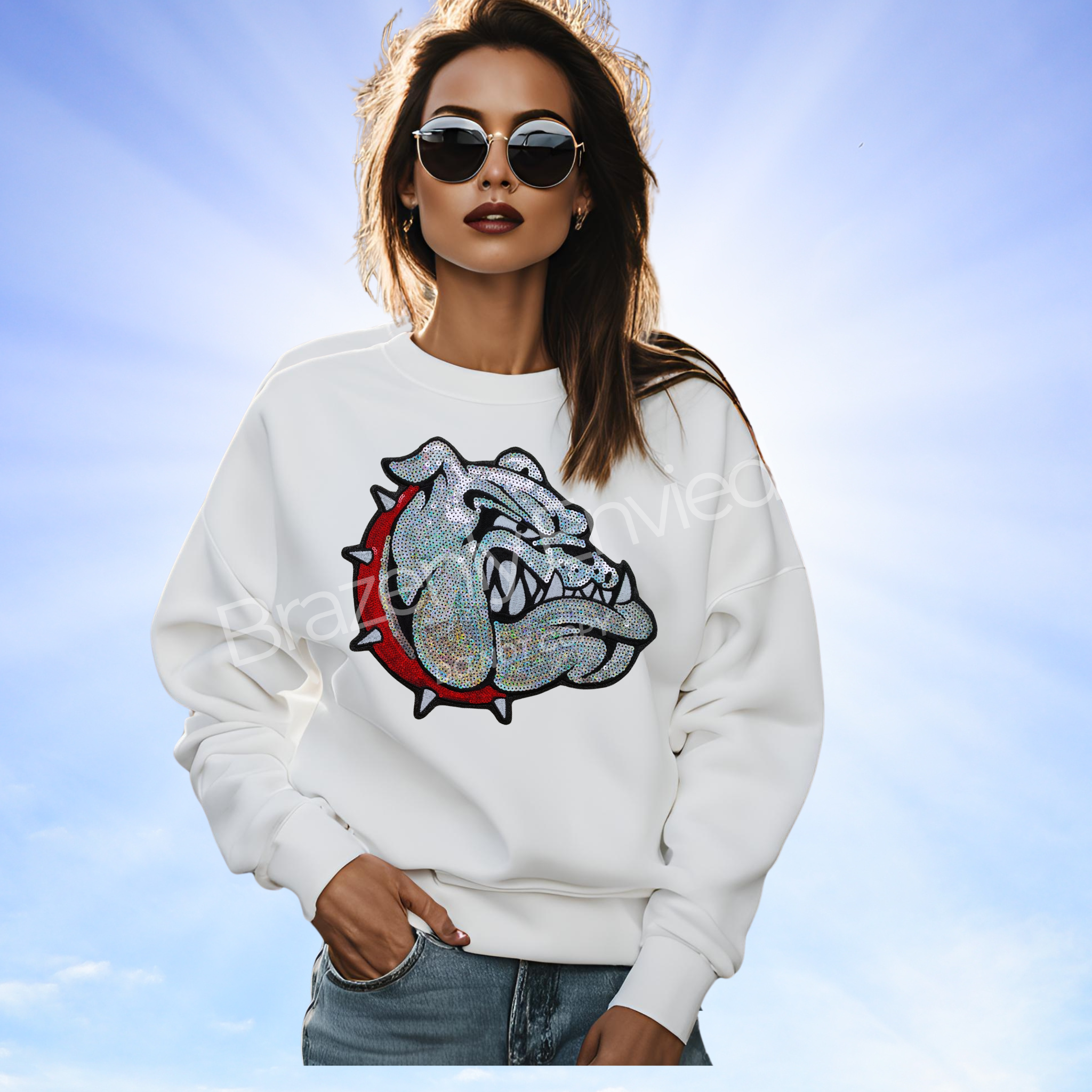 Brazenly Envied - Wholesale Patch - Bulldog Patch with Red Sequins Collar 1