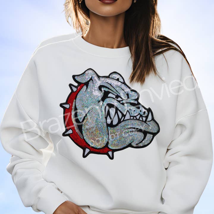 Brazenly Envied - Wholesale Patch - Bulldog Patch | Silver Sequins /Red Collar Sequins1