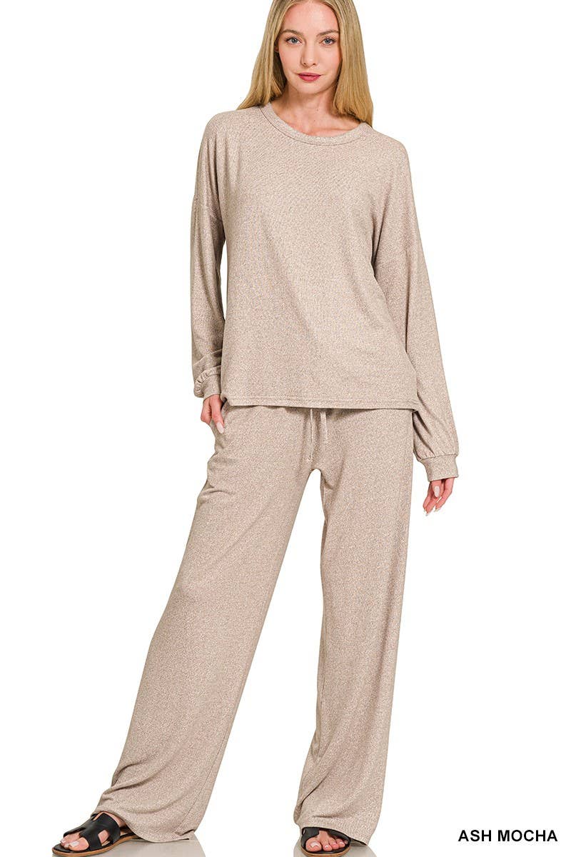 Vanilla Monkey - Vente Ensemble haut et pantalon (PAS d'intérieur) - Femme - Ensemble de tee-shirt à manches longues et pantalon en Hacci mélangé doux0